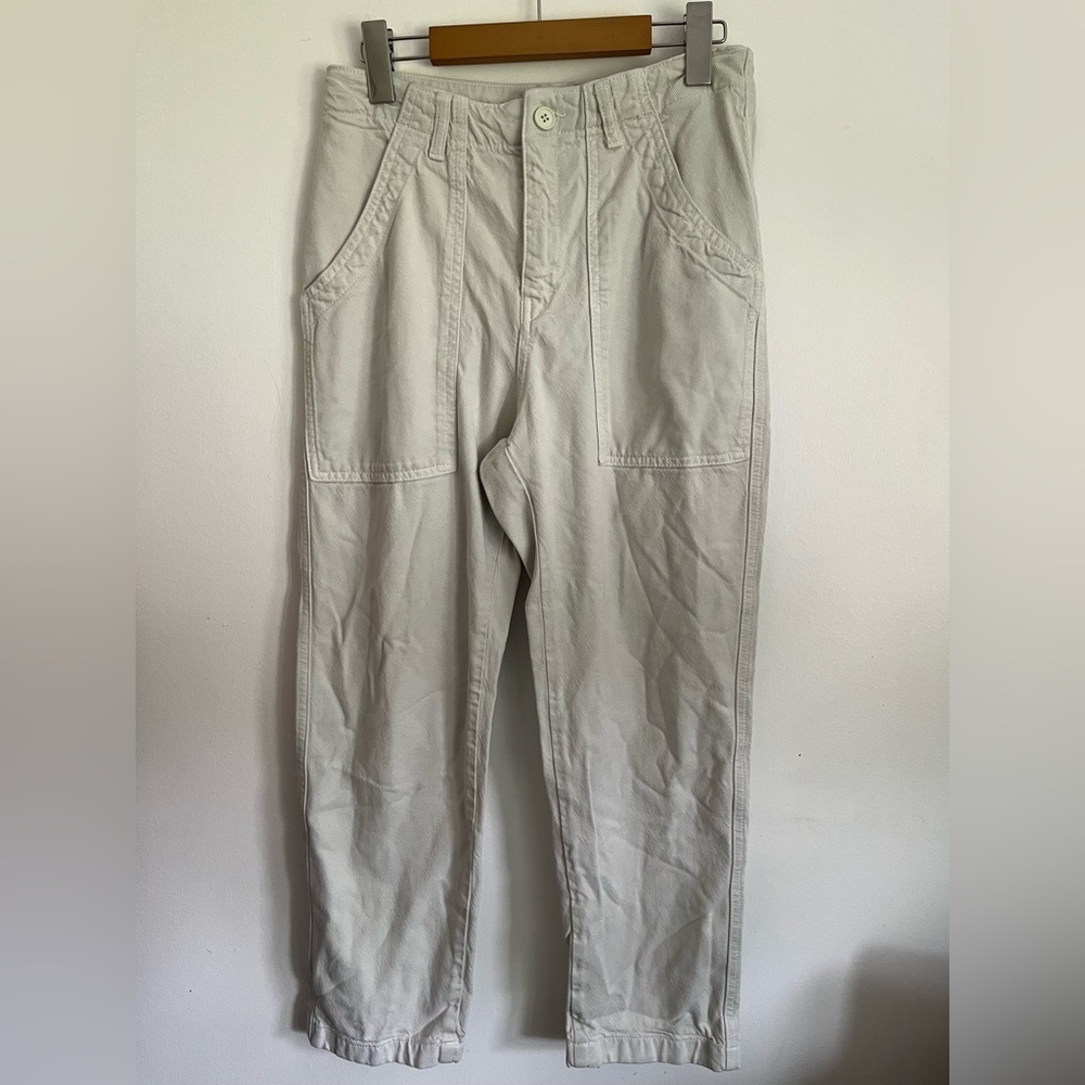 Zara The Harem Cream Relaxed Fit Straight Leg Mid Rise Utility Pant - US 4
